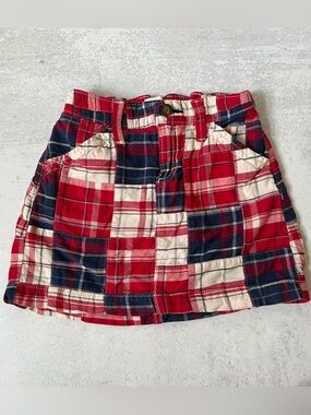 Girls Old Navy Patchwork Plaid Skirt 8 Red Madras Patriotic Americana